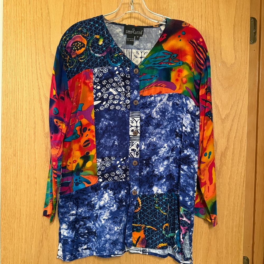 Bright patterned tunic top